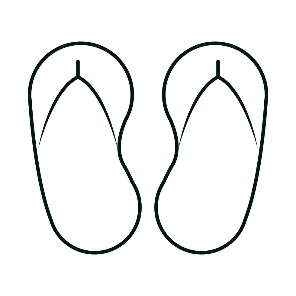tongs accessoires mode icône linéaire style fond blanc vecteur