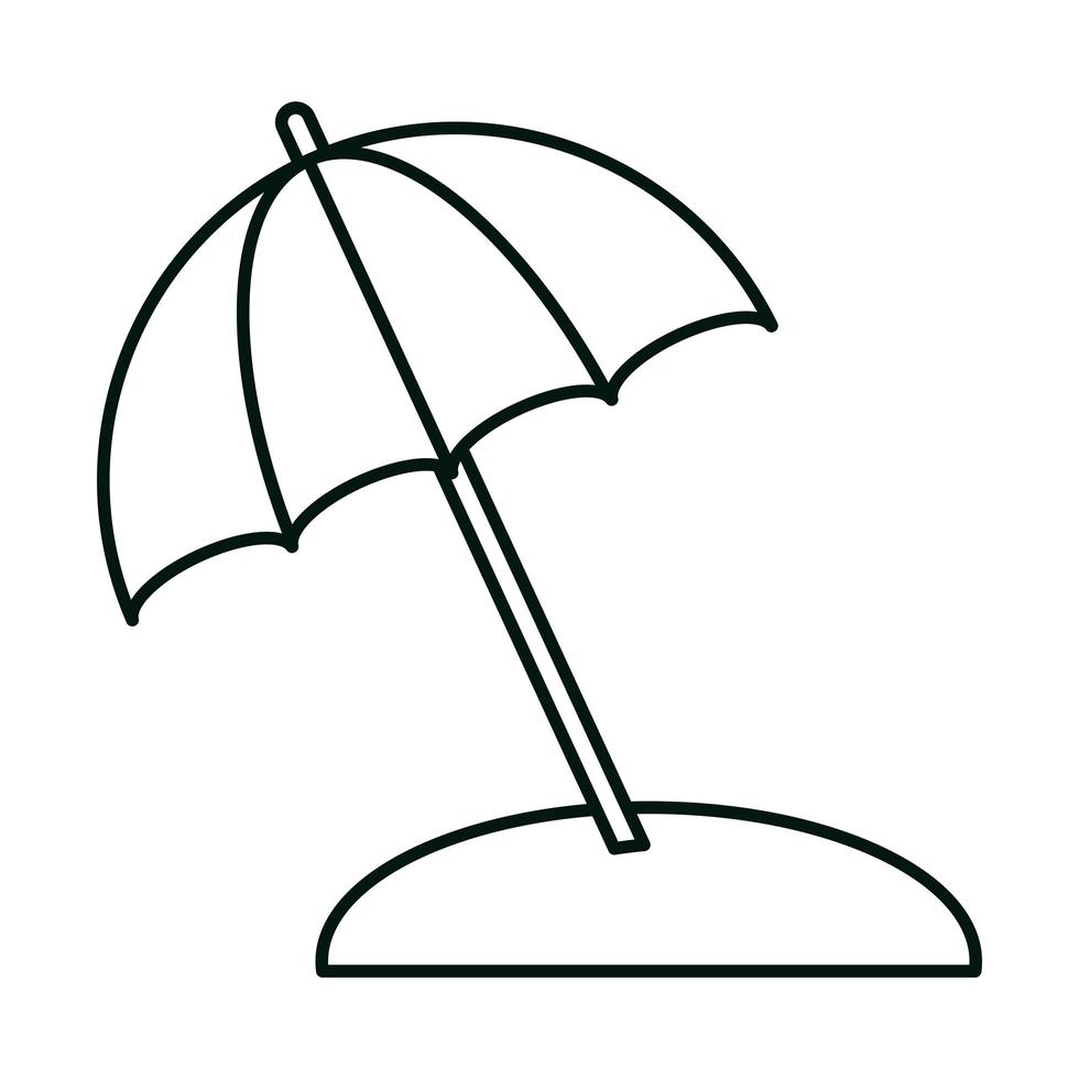 vacances d'été voyage protection parapluie sable style d'icône linéaire vecteur