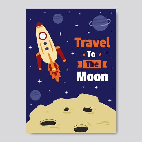 Vecteur d'affiche de voyage à la lune