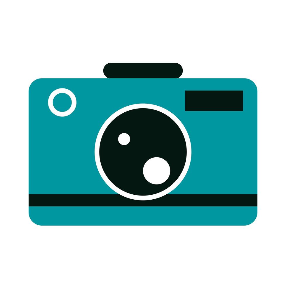 style d'icône plate de lentille d'équipement de caméra de photographie vecteur
