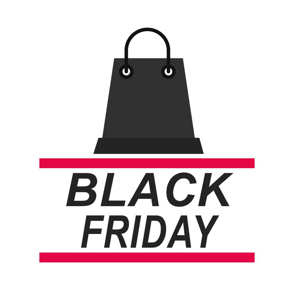 vendredi noir sac à provisions promotion vente week-end flyer icône style plat vecteur