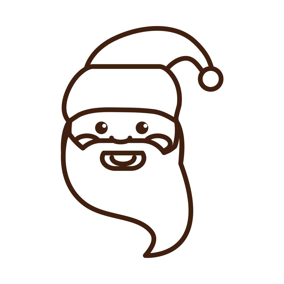 joyeux joyeux noël mignon père noël visage dessin animé célébration festif icône linéaire style vecteur