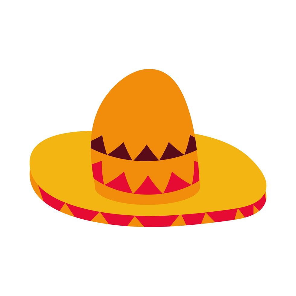 jour des morts chapeau traditionnel mode célébration mexicaine icône style plat vecteur