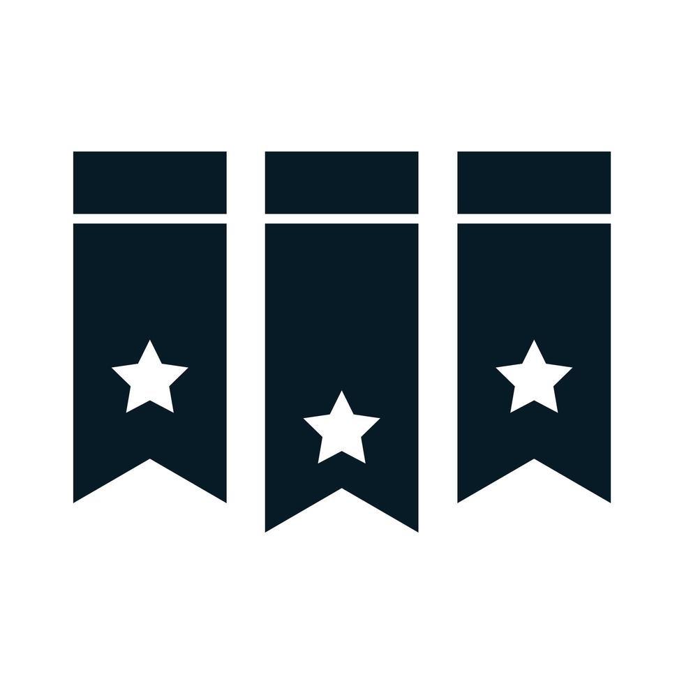 États-Unis élections drapeau américain pendentifs décoration politique campagne électorale silhouette icône conception vecteur