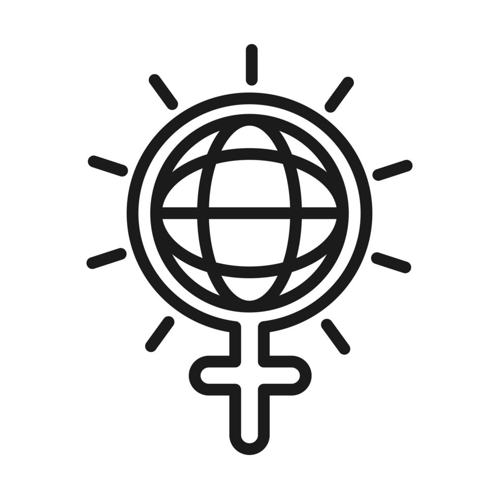 féminisme mouvement icône symbole genre monde femme droits pictogramme ligne style vecteur