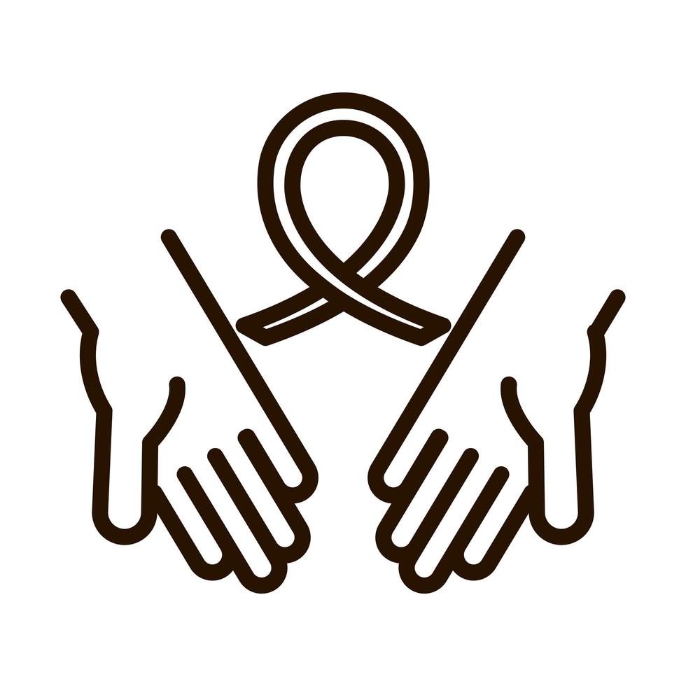 mains avec ruban ensemble communauté et icône de ligne de partenariat vecteur