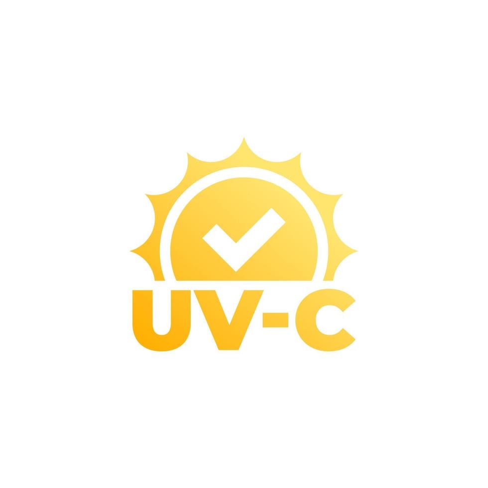 lumière uv-c, icône de désinfection uv, étiquette vectorielle vecteur
