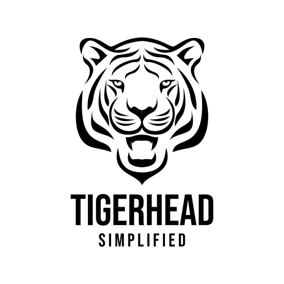 Tête de tigre premium vector illustration design logo noir icône