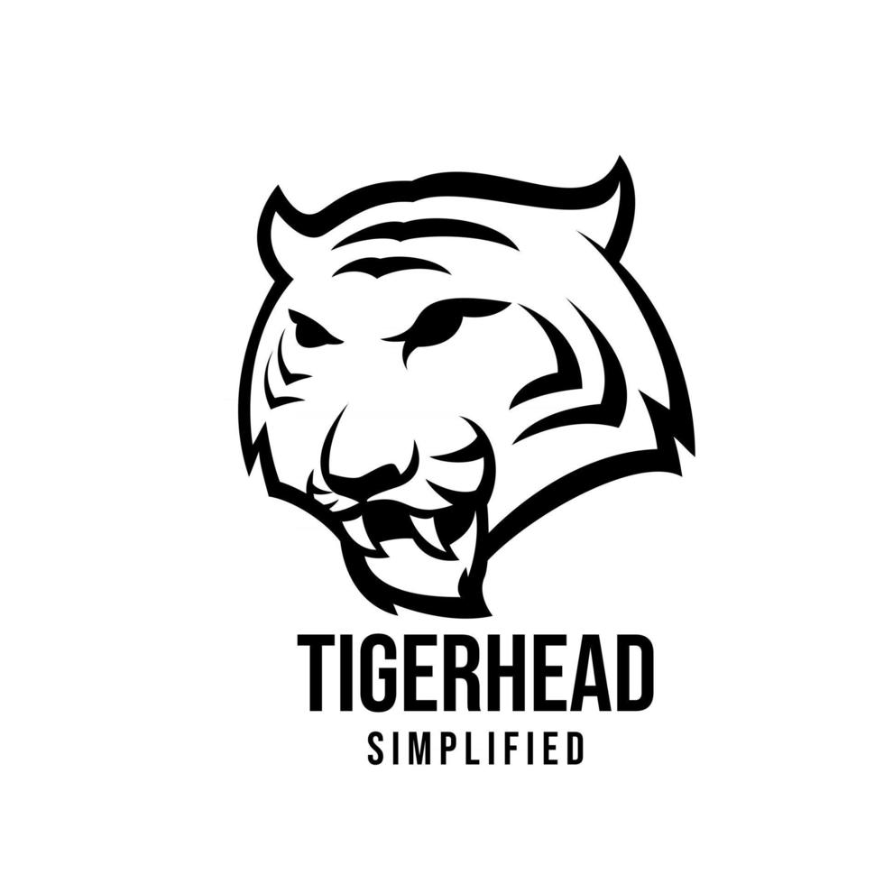 Tête de tigre premium vector illustration design logo noir icône