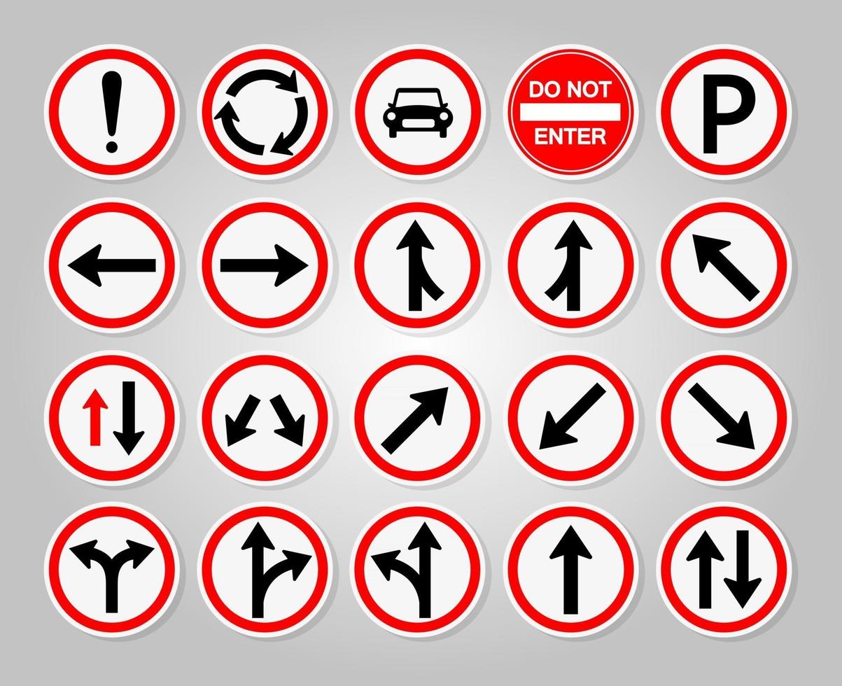 Définir des panneaux de signalisation, interdiction, avertissement cercle rouge symbole signe isoler sur fond blanc, illustration vectorielle vecteur