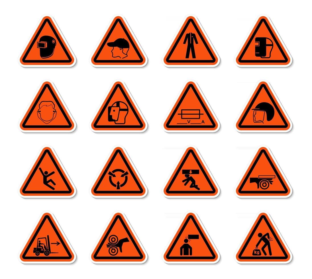 Symboles d'avertissement triangulaire symboles d'étiquettes signe isoler sur fond blanc, illustration vectorielle vecteur