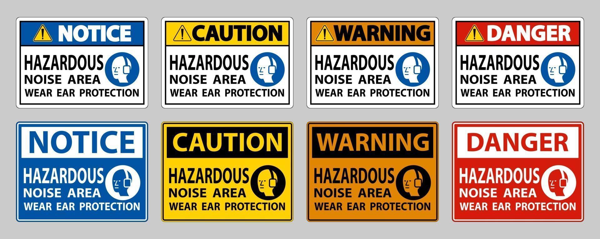 zone de bruit dangereux porter une protection auditive sur fond blanc vecteur
