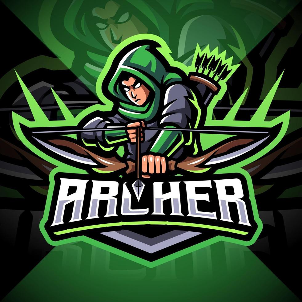 création de logo de mascotte archer esport vecteur