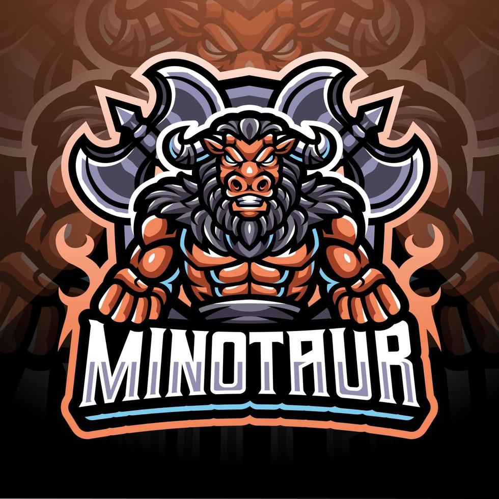 création de logo de mascotte minotaure esport vecteur