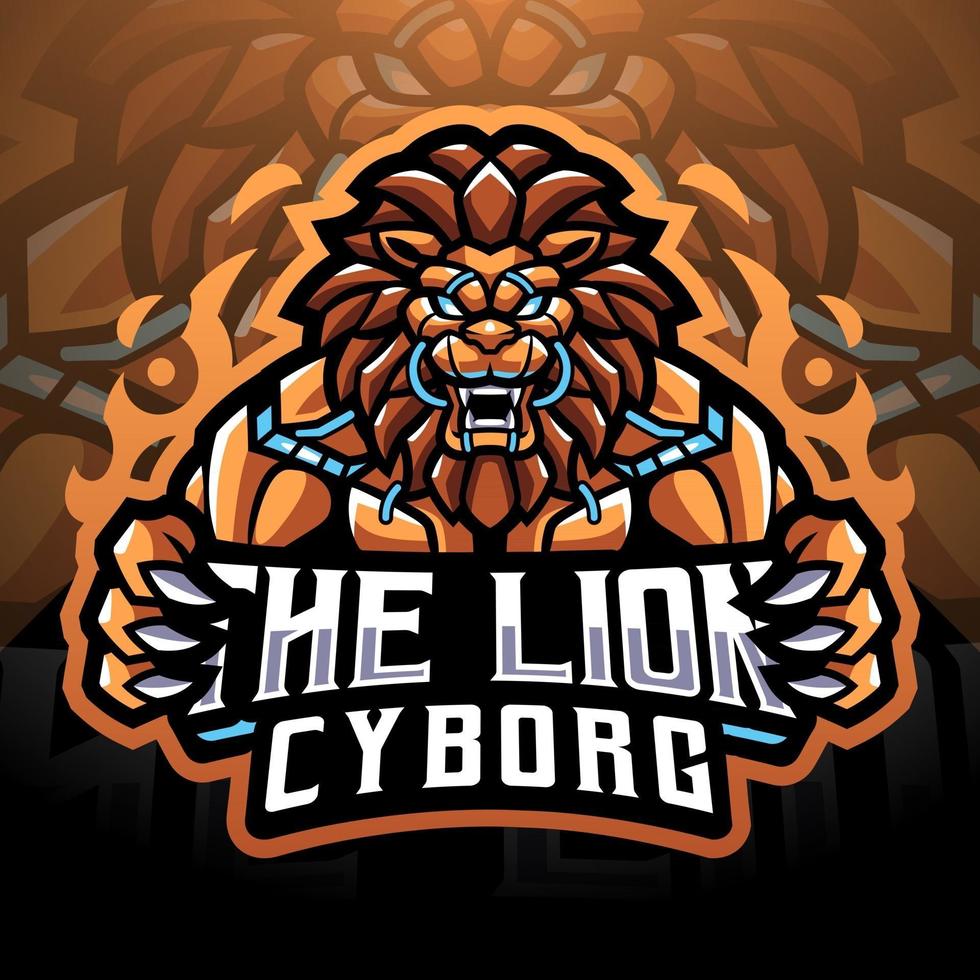 la conception du logo de la mascotte lion cyborg esport vecteur