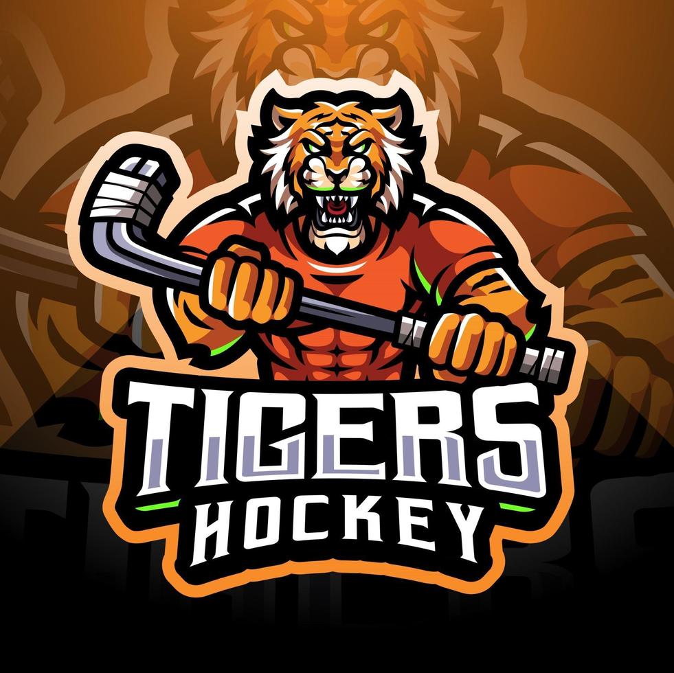 logo de mascotte de sport de hockey des tigres vecteur