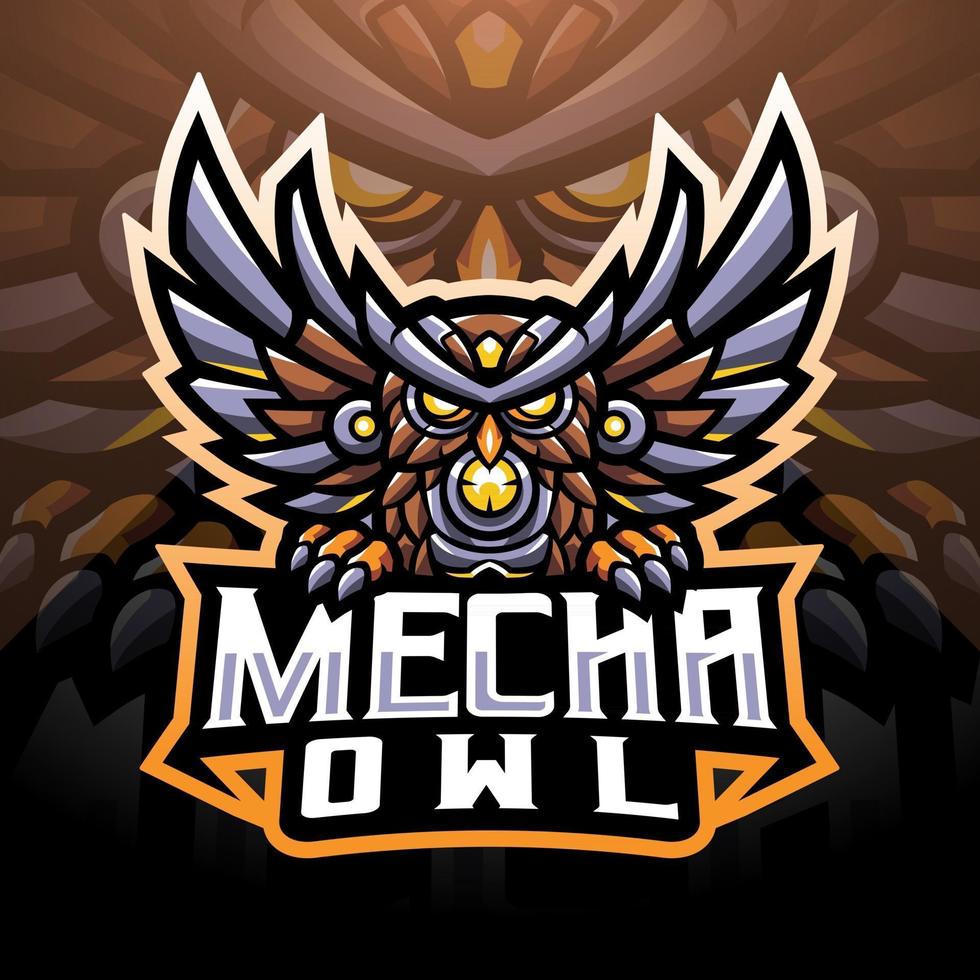 création de logo de mascotte mecha owl esport vecteur