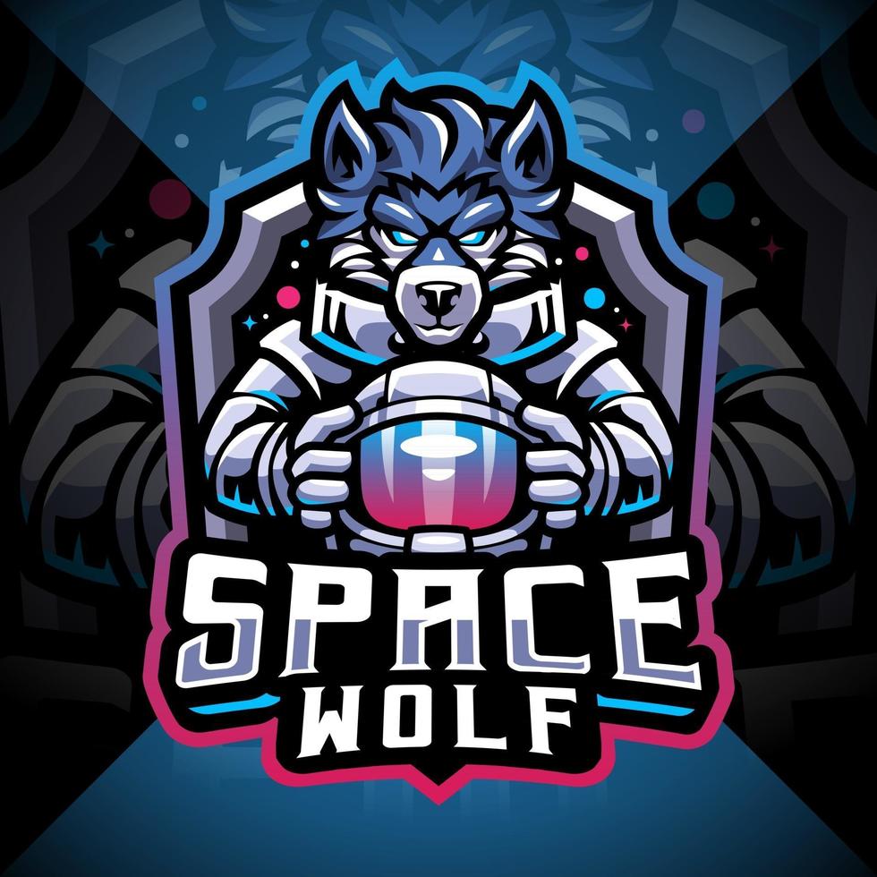 création de logo de mascotte de loup de l'espace esport vecteur