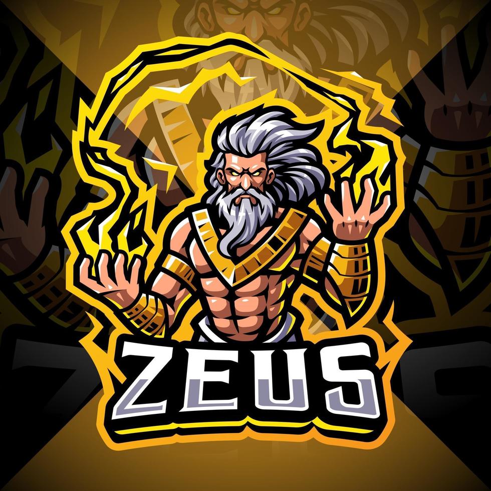 création de logo de mascotte zeus esport vecteur