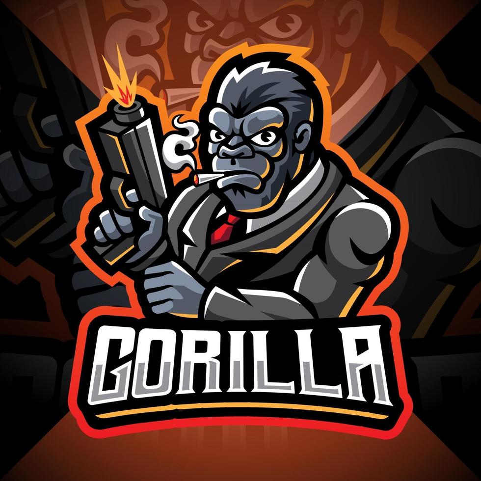 création de logo de mascotte esport gorilla gunners vecteur