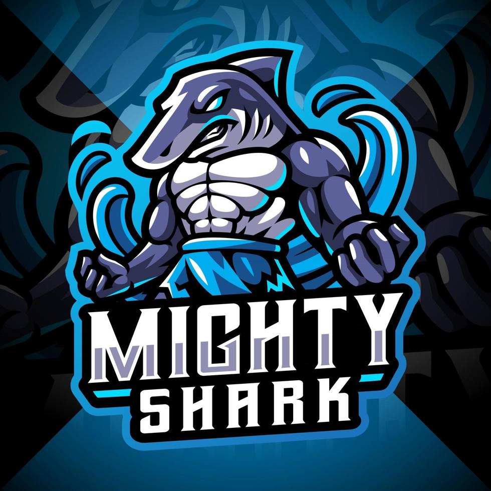 logo mascotte esport puissant requin vecteur