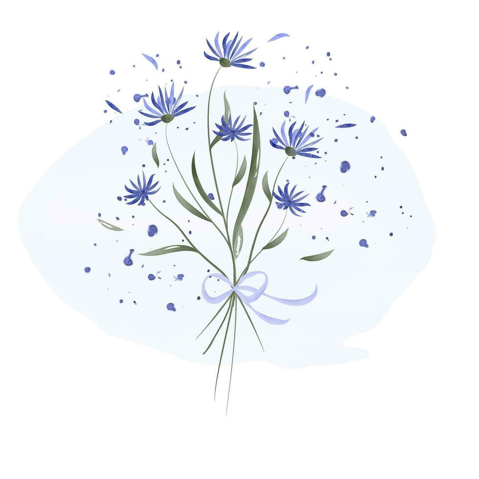 bleu aquarelle fleur bouquet vecteur