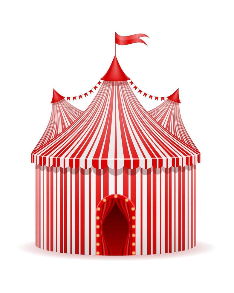 Chapiteau de cirque rouge à rayures illustration vectorielle stock isolé sur fond blanc vecteur