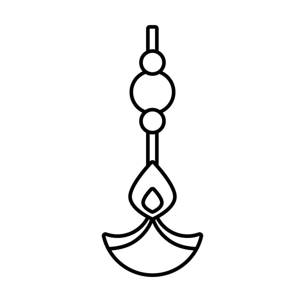 icône de style de ligne suspendue décoration hindoue diwali vecteur