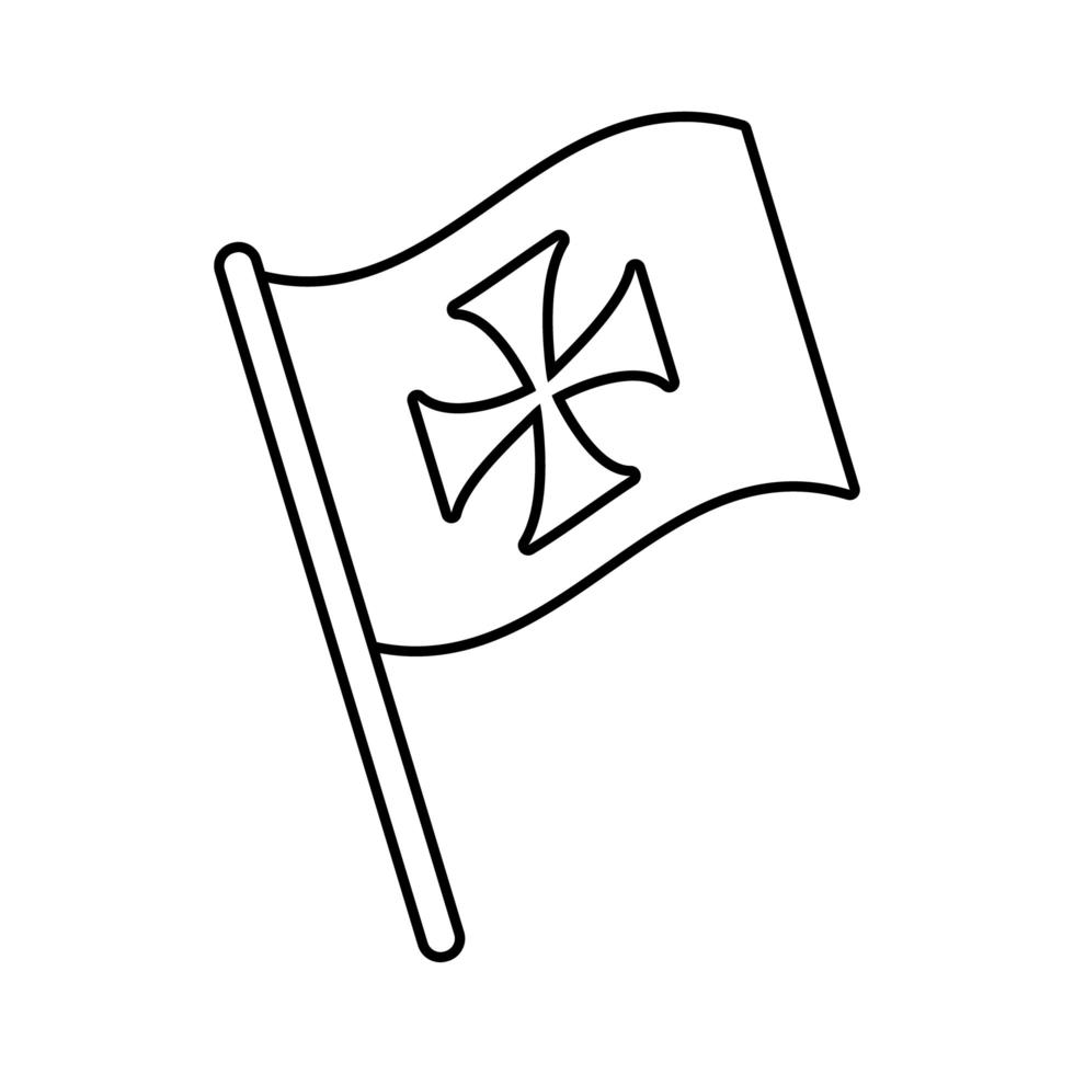 icône de style de ligne de drapeau de jour de colomb vecteur
