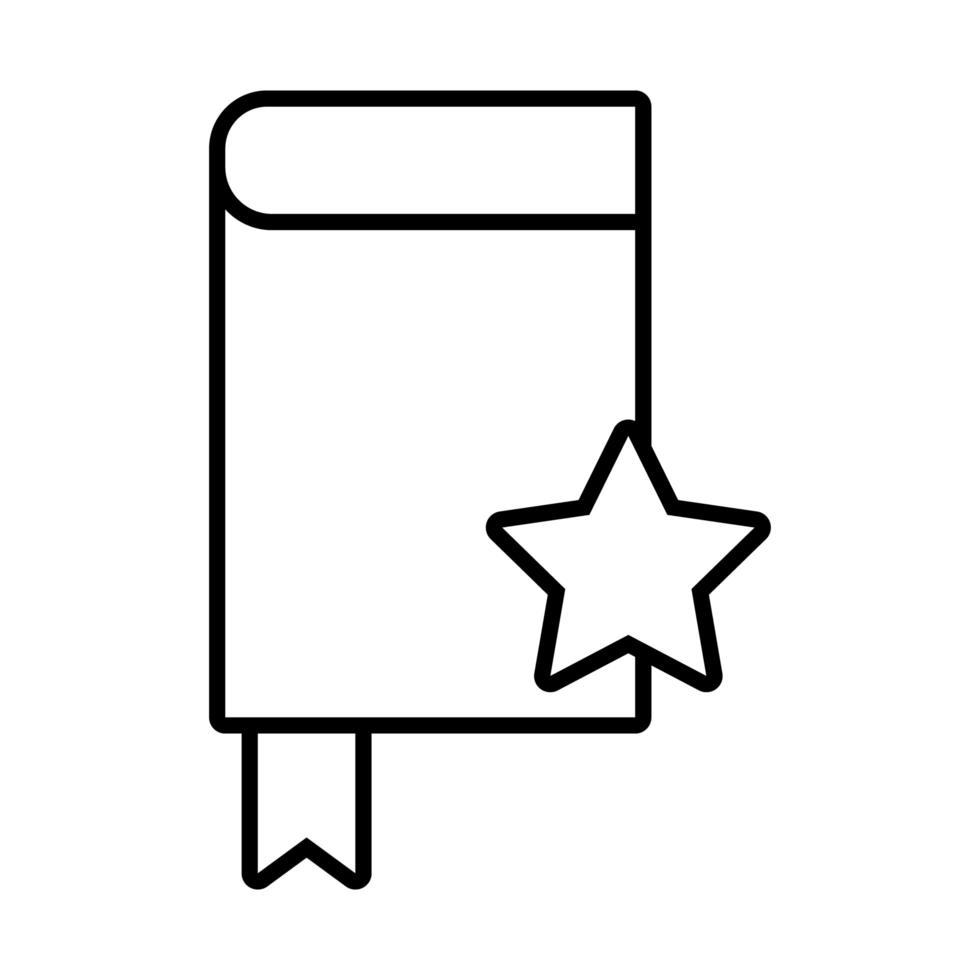 école de livre avec icône de style de ligne étoile vecteur