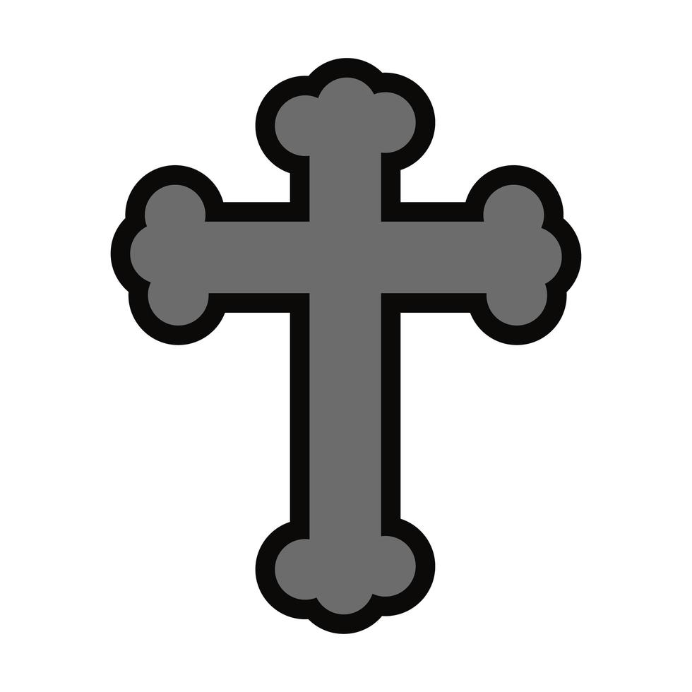 icône de style plat symbole croix religieuse vecteur
