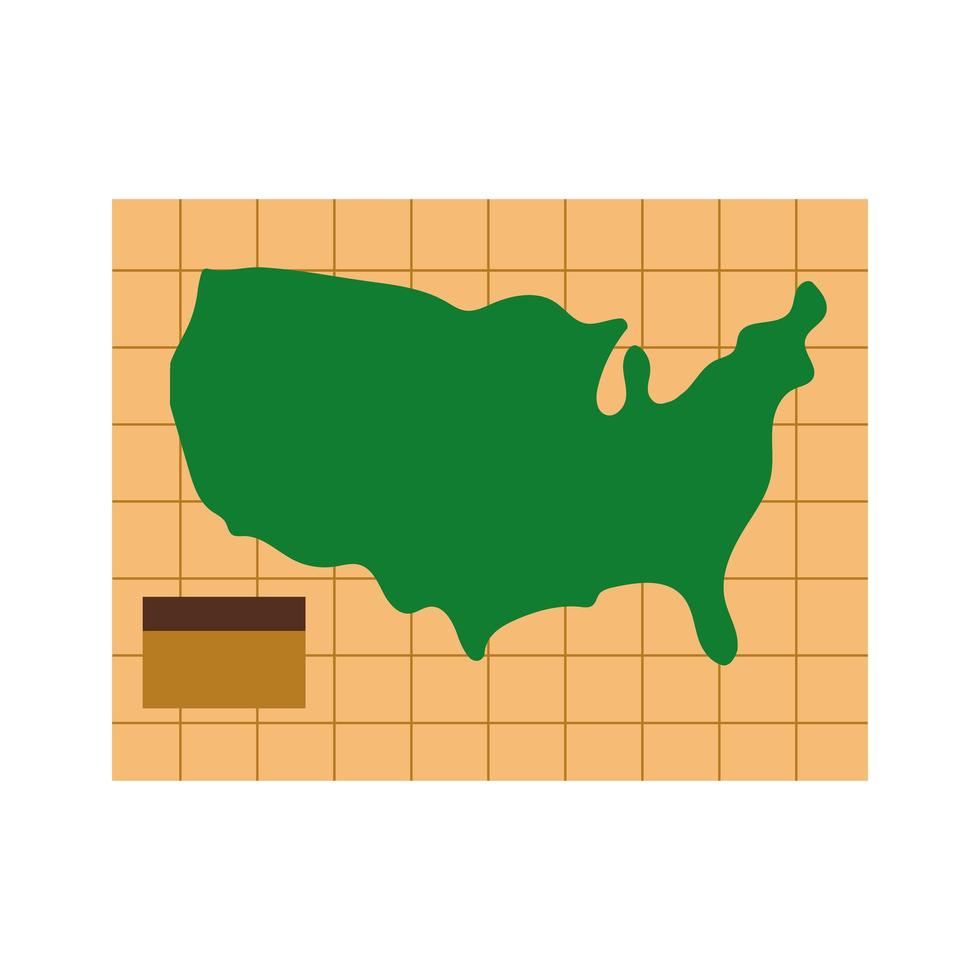 états-unis d'amérique en carte papier style plat jour de colomb vecteur