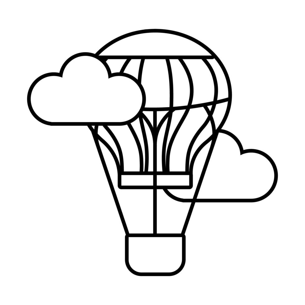 icône de style de ligne de vol à chaud air ballon vecteur