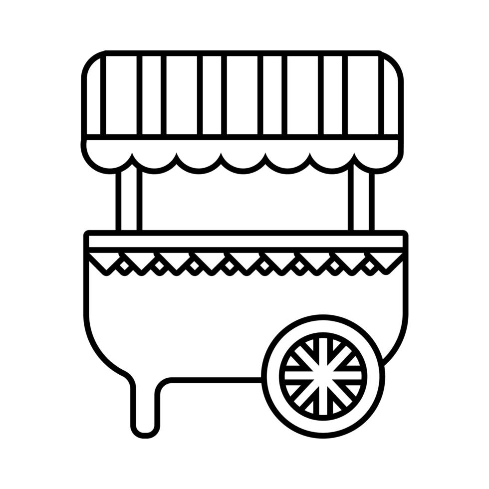 icône de style de ligne de panier de kiosque équitable vecteur