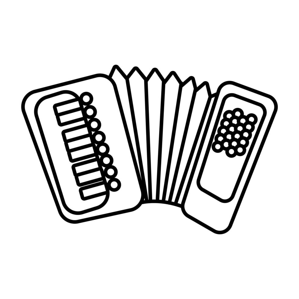 icône de style de ligne instrument de musique accordéon vecteur