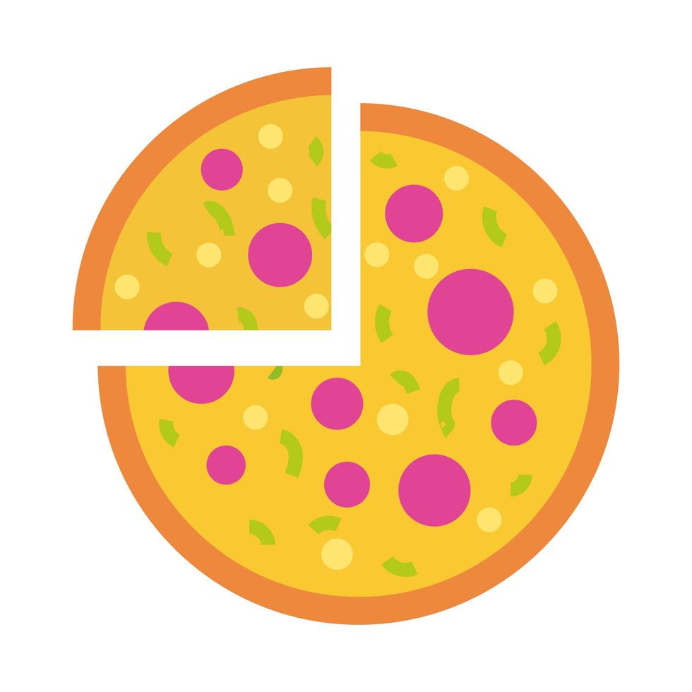 icône de style plat pizza restauration rapide italienne vecteur