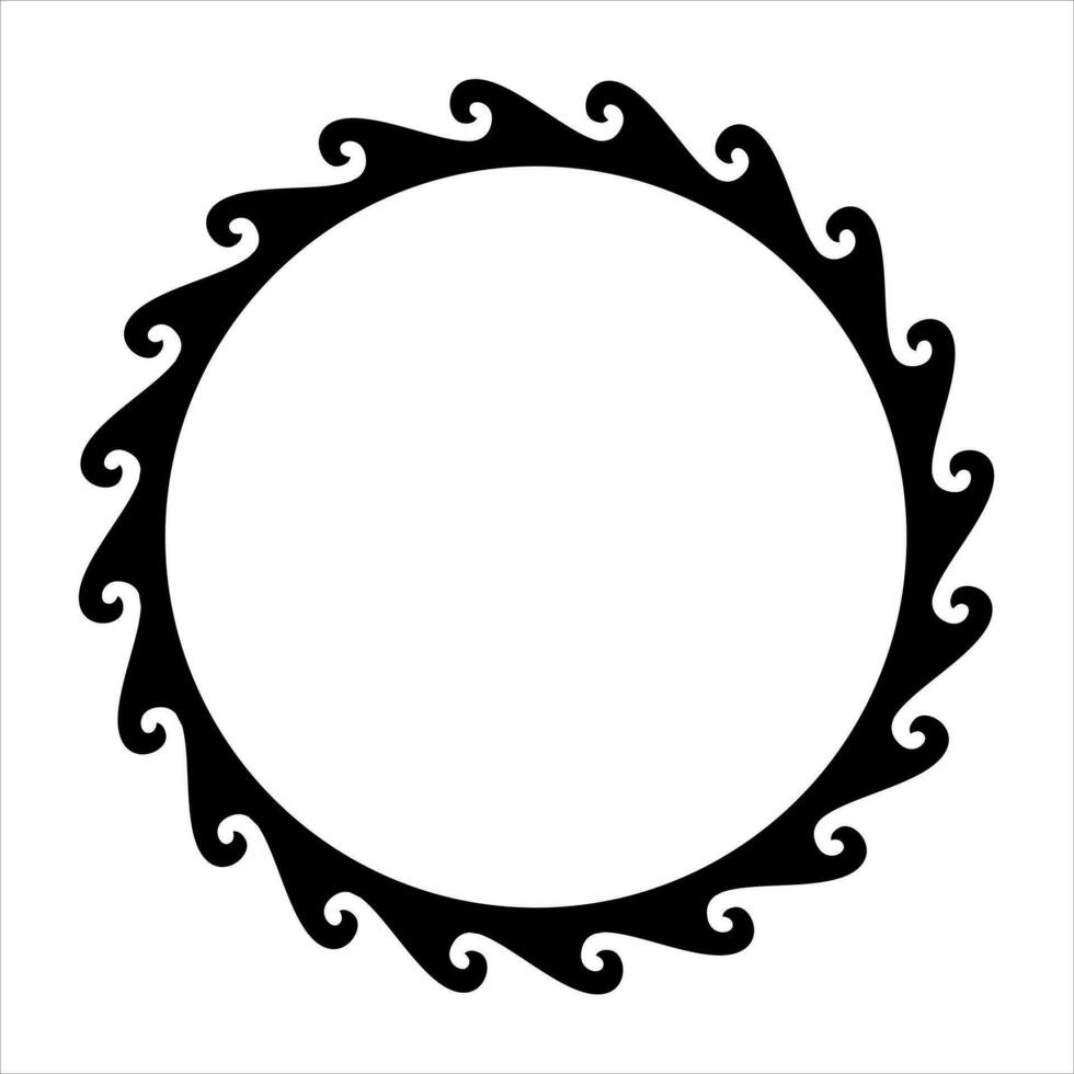 rond vague frontière Cadre maori conception noir et blanc vecteur