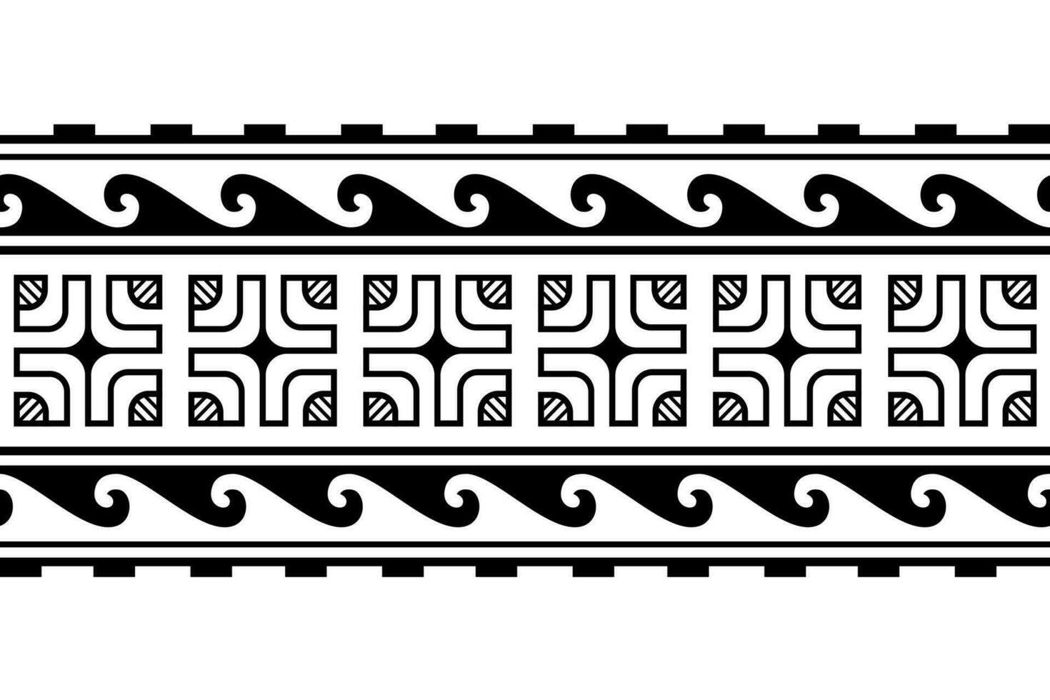 maori polynésien tatouage bracelet. tribal manche sans couture modèle vecteur. samoan frontière tatouage conception avant bras ou pied. brassard tatouage tribal. bande en tissu sans couture ornement isolé sur blanc Contexte vecteur