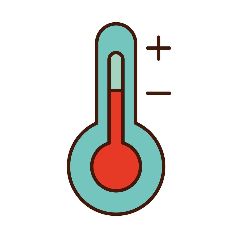 ligne d'instrument de mesure de température de thermomètre et icône de remplissage vecteur