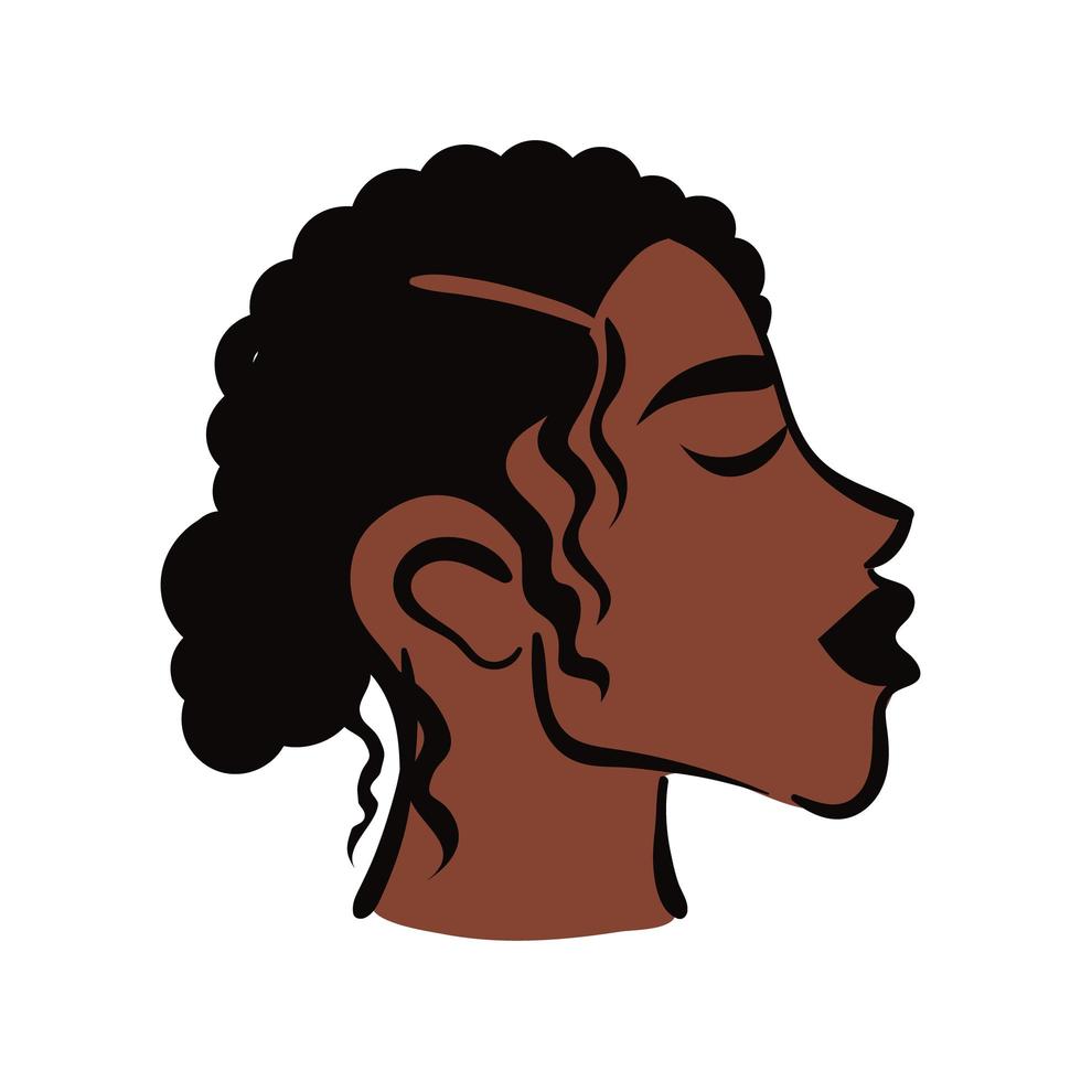jeune femme afro aux cheveux courts style plat vecteur