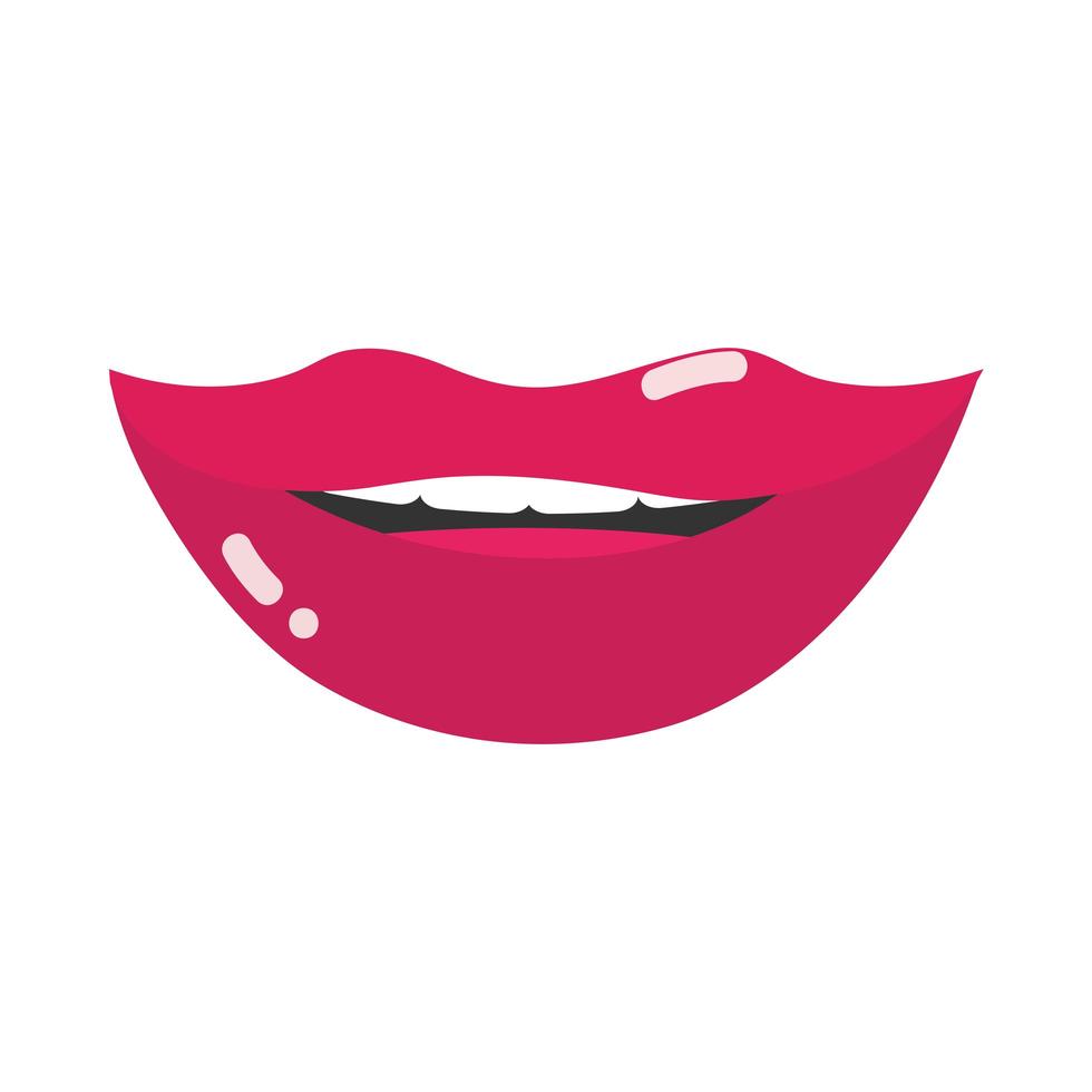 pop art bouche et lèvres belle bouche féminine icône plate design vecteur