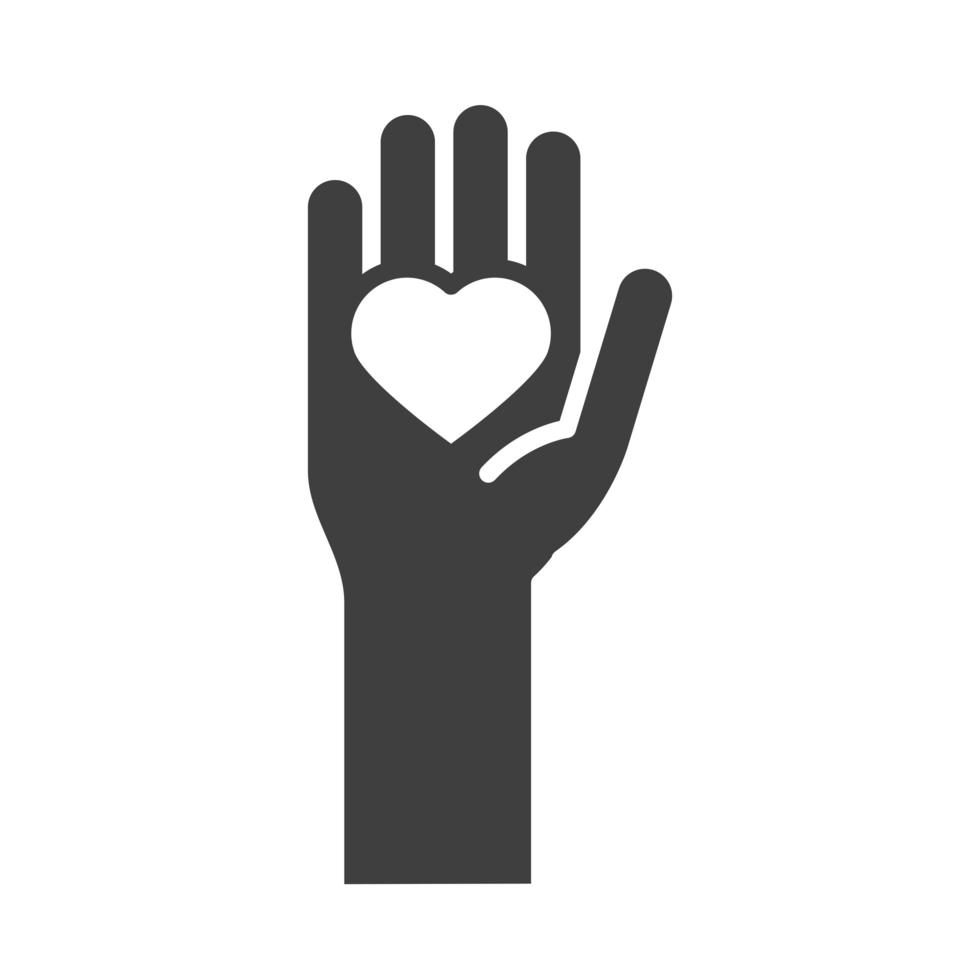 main montrant coeur jour des droits de l'homme silhouette icône design vecteur