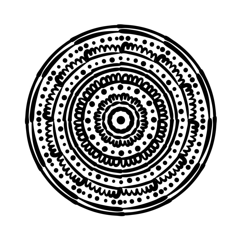 icône de style silhouette florale mandala circulaire vecteur