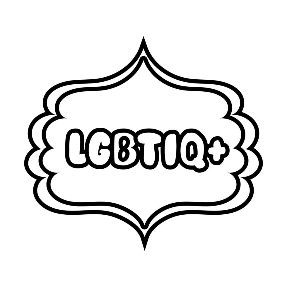 mot lgbtiq dans l'icône de style de ligne de cadre vecteur