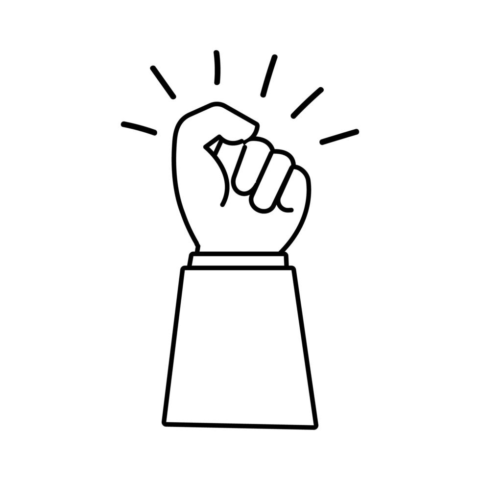 icône de style de ligne de protestation de poing de main vecteur