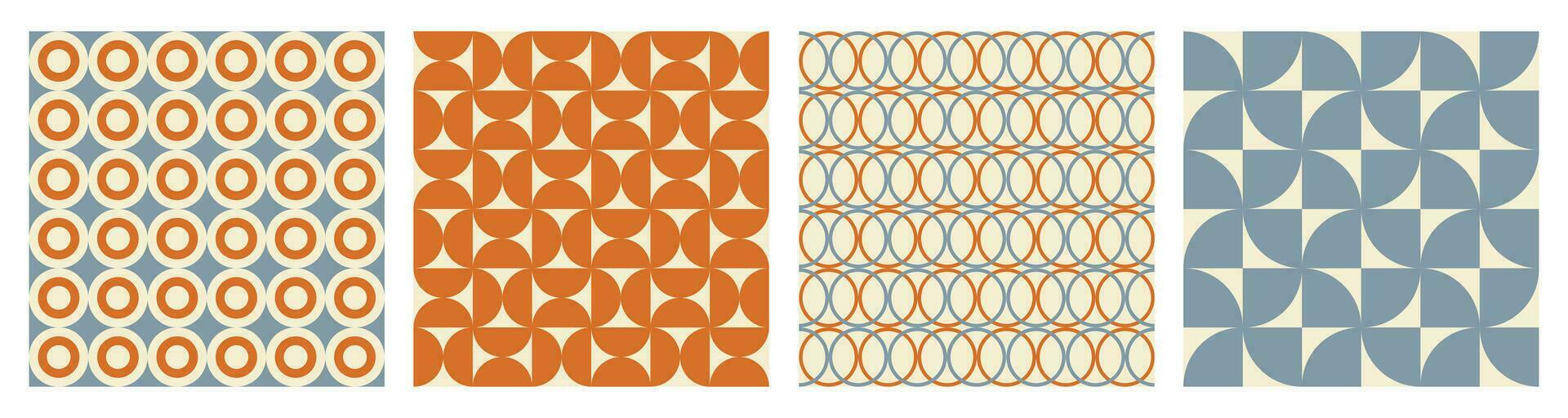 branché rétro ensemble géométrique sans couture motifs avec coloré demi-cercles et cercles. moderne abstrait Contexte. orange, beige et bleu couleurs. vecteur illustration