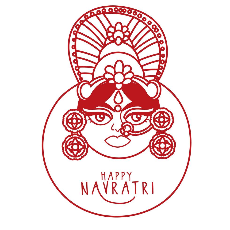 joyeuse fête de navratri avec le style de ligne de la déesse amba vecteur