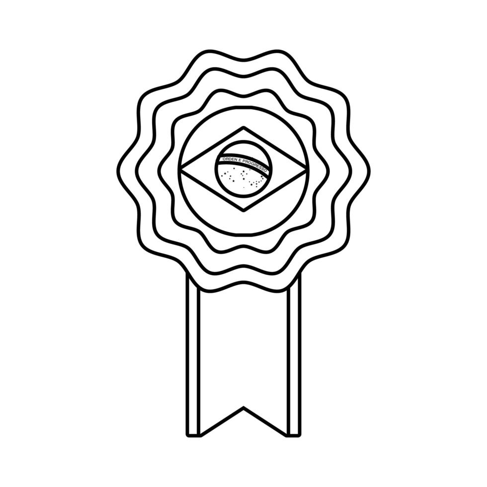 icône de style de ligne de timbre de sceau de drapeau du brésil vecteur