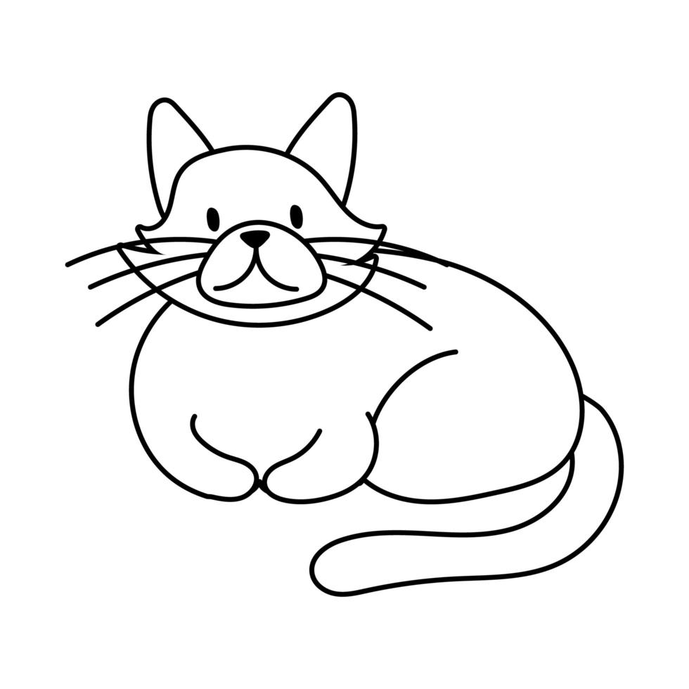 icône de style de ligne pour animaux de compagnie mignon petit chat vecteur