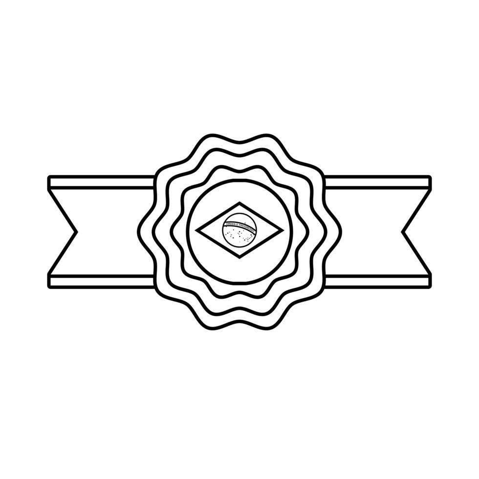 icône de style de ligne de timbre de sceau de drapeau du brésil vecteur